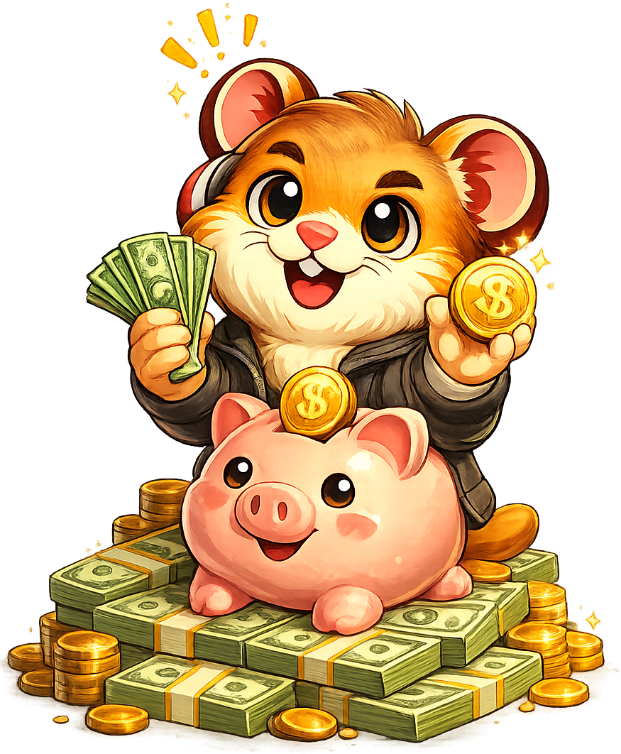 AlertHamster savings mascot with piggy bank